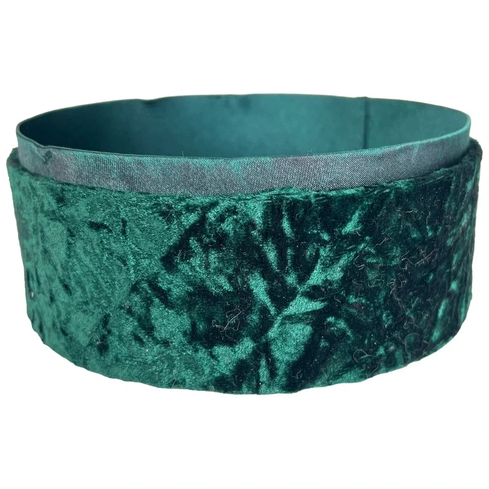 Velvet Gift Box Green Red Sequin Cardinal Poinsettia Round Christmas Red Trinket